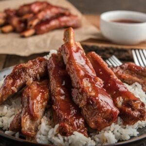 Large Fried Ribs with Rice