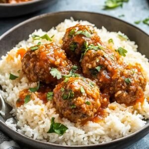 4 Meatballs with Rice